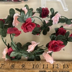 3 Dimension Floral Silk Garland Pink & Red Green Foliage LOT A Lot of Unopened