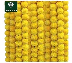 Artificial Marigold Fluffy Flowers Garlands for Decoration 5 Yellow + 5 Orange|