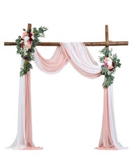 Artificial Wedding Arch Flowers Kit Pink With 2 Pcs Flowers 2 Pcs Drapes