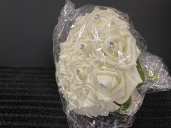 Wedding Flower Rhinestone Bouquet Bride Bridesmaid Rose Satin Bridal Large 11×9″