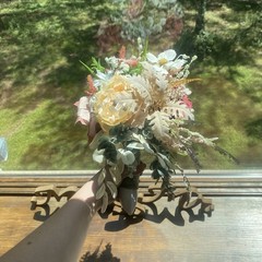 Bridal Wedding Bouquet Hand made Budget Friendly Faux Flowers Red Orange Fall