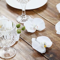 20 WHITE 4″ Faux SILK ORCHID FLOWER Heads Wedding Party Events Home Decorations
