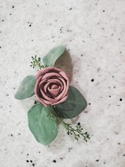 Mauve Rose Wedding Cake Flower Eucalyptus Topper Reusable Sola Wood DIY Decor