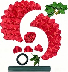 Complete DIY Floral Kit: 105 Premade Satin Ribbon Petals for Elegant Bouquets