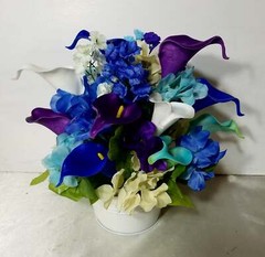 Peacock Royal Blue Purple Turquoise Calla Lily Bridal Wedding Bouquet Accessorie