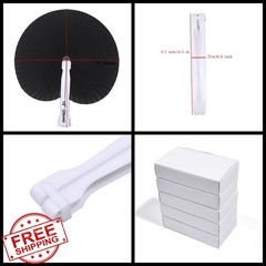 Bestage 20 Paper Folding Hand Fans Black Round Wedding Bridal Party Favors Ch…