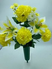 DIY Silk Flower Yellow Carnation White Lilly Bouquet (DIY)