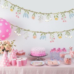Cheerland Flower Banner Wildflower Garland Floral Green Pink Blue Yellow