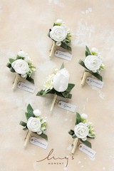 Boutonniere for Men, 6pcs Groom Groomsmen Boutonniere with Built-in Pins, Art…