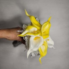 Yellow White Calla Lily Bridal Wedding Bouquet Accessories