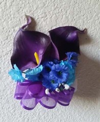 Peacock Royal Blue Purple Turquoise Calla Lily Bridal Wedding Bouquet Accessorie