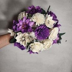 Lilac Lavender Ivory Rose Sola Wood Bridal Wedding Bouquet Accessories
