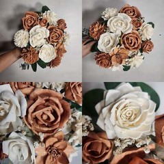 Rose Gold Ivory Sola Wood Bridal Wedding Bouquet Accessories
