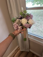 Artificial Rose & Eucalyptus Wedding Garland Floral Decor Purple White Green