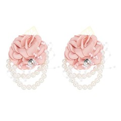 2Pcs Rose Bridesmaid Wrist Flower Artificial Bride Wrist Pink