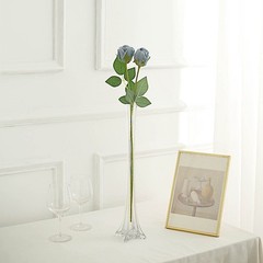 DUSTY BLUE 24 Artificial 31″ Long Stem Silk ROSE FLOWERS Party Event Decorations