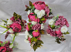 Wedding Bouquet Set, Pink, Dusty Pink, Ivory, Cream, Cascade Bouquets, Teardrop