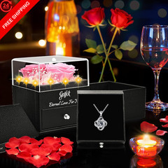 Preserved Pink Real Rose with I Love You in 100 Languages 4.33 inches,