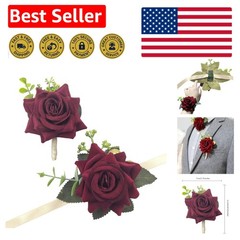 Handcrafted Burgundy Floral Corsage and Boutonniere Set – Perfect Wedding Gift