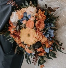 Cascading Artificial Wedding Flower Bouquet Bunch, Fall Colors