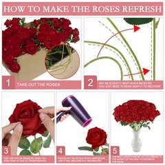 Hananona 50 Pcs Artificial Roses in Bulk, Fake Silk Red Roses Realistic Roses