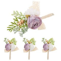 4 Pcs Groomsmen Boutonniere for Wedding Artificial Corsage Corsages
