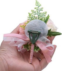 2PCS Rose Flower Wrist Corsage Boutonniere Set Handmade Artificial Corsage Set B
