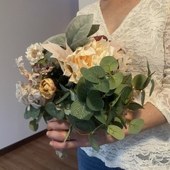 Bridal Wedding Bouquet Budget Friendly Beautiful Faux Flowers White Pink Orange