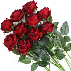 Artificial Flowers Silk Roses Real Touch Bridal Wedding Bouquet for Home Garden