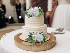 2Pcs Cake Topper Set, Artificial Flowers Decor White Green Cake White & Green