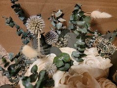 Sola Flower Bridal Bouquet Ivory Roses with Preserved Eucalyptus New