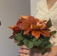 Beautiful Bridal Wedding Bouquet Budget Handmade Faux Flowers Orange Red Yellow