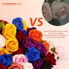 12 Pcs Artificial Rose Flowers Silk Roses with Long Stems, Realistic Dark Red