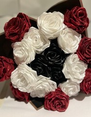 homemade bouquets – red,white,black flowers. – artificial flowers