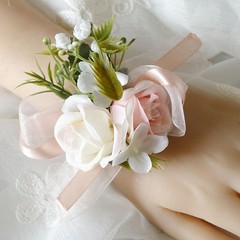 Wedding Bridesmaid Wrist Flowers Bracelet Brides Hand Fake for Wedding Supply