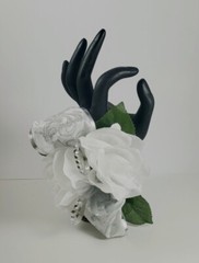Prom Wrist Corsage & Boutonniere Artificial White Silver Diamond
