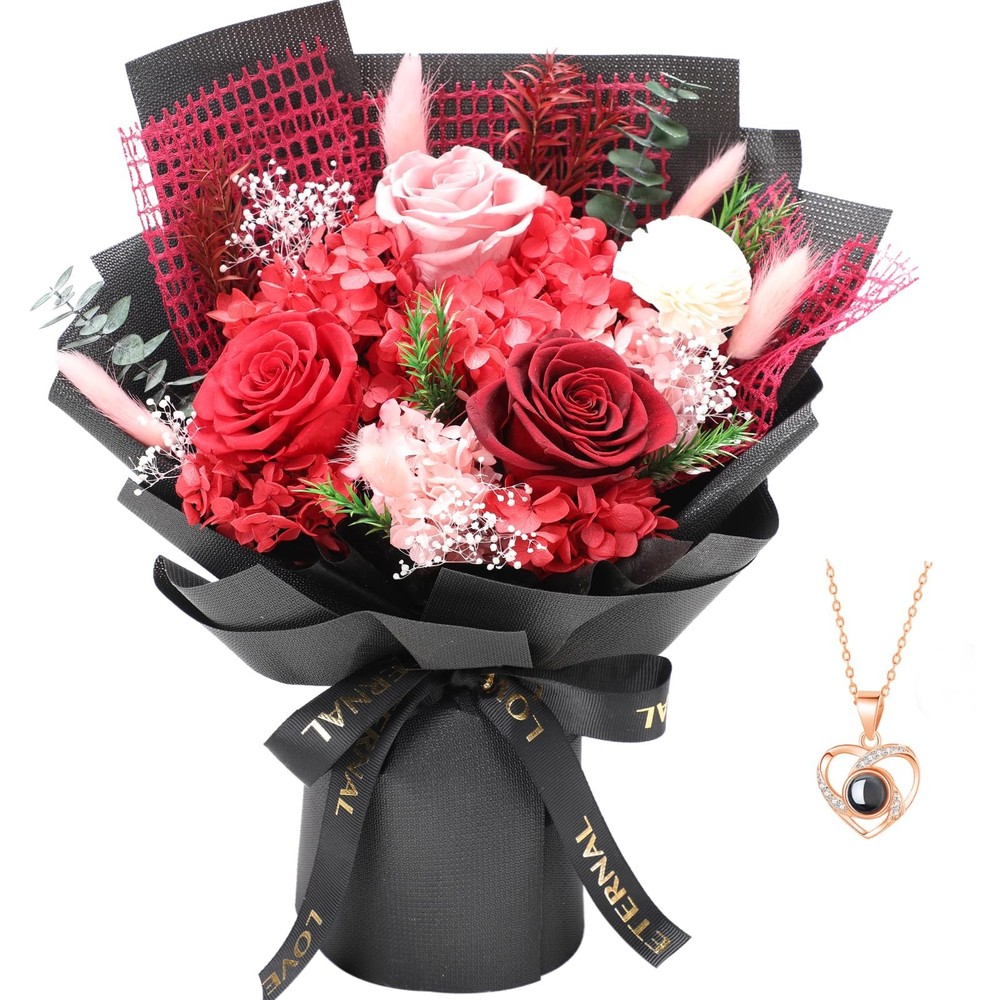 Casaido Preserved Flowers for Delivery, Mothers Day Red Flower Bouquets