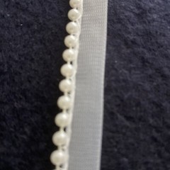 WHITE BRIDAL TRIM PEARLS ON DOUBLE TULLE SOLD BY YARD BD 13