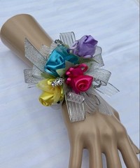Rainbow Wrist Corsage & Boutonniere Prom Dance Wedding Flowers