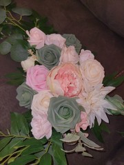 Artificial Silk Rose Peony Wedding Door Decoration Pink Green White
