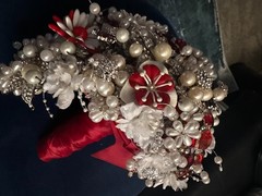 European Wedding Bouquet – Red, White & Silver