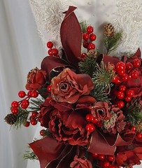 Roses and Ribbons Red Berry Cascade Faux Silk Wedding Bouquet