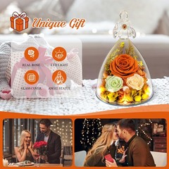 Gift for Mom Preserved Rose Birthday Mother‘s Day Her Women Orange