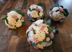 Dusty Rose White Bridal Bouquet Blush Pink Artificial Sola Wood Wedding Flowers