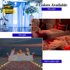 1000Pcs Blue Artificial Rose Petals with 12Pcs Blue LED Tea Lights Kit, for Déco