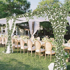 2Pack White 6.6 Ft Eucalyptus Garland with Lovely Faux Rose Flowers, Artificial