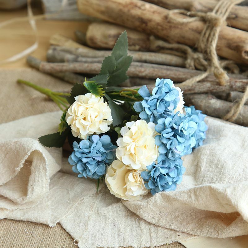 1pc Artificial Wedding Whitepink Hydrangea Flowers Bouquet Party Home Decor Gift