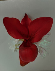 Handmade pin on lady slipper orchid Corsage or boutonniere