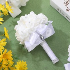 10 Pcs Wedding Bouquets for Engagement Church Party (White)