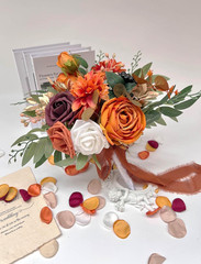 Burnt Orange Bridesmaid Bouquets – 2 PCS Vintage Fall Wedding Flowers